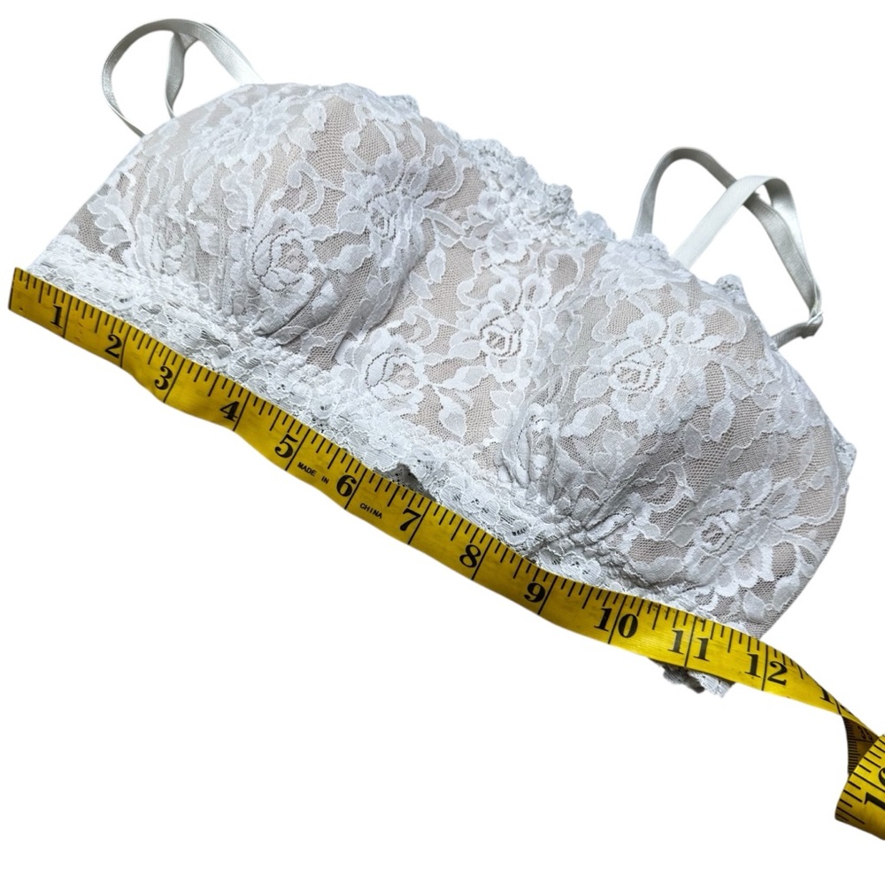 Hanky Panky White Spacer Bandeau Padded Lace Bralette Size Medium Sexy Bra - Picture 6 of 7